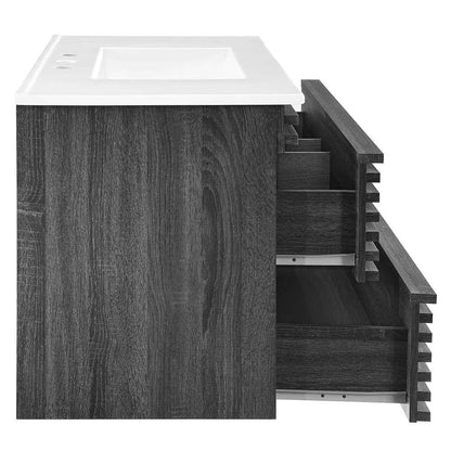 Modway - Render 36in Wall-Mount Bathroom Vanity - EEI-4436-CHA-WHI veiw 5