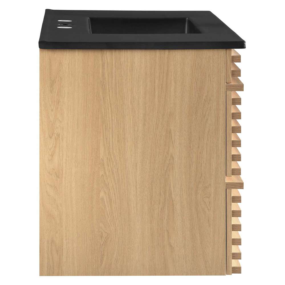 Modway - Render 36in Wall-Mount Bathroom Vanity - EEI-5395-OAK-BLK veiw 4
