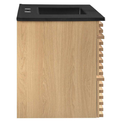 Modway - Render 36in Wall-Mount Bathroom Vanity - EEI-5395-OAK-BLK veiw 4