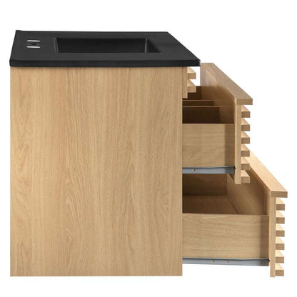Modway - Render 36in Wall-Mount Bathroom Vanity - EEI-5395-OAK-BLK veiw 5
