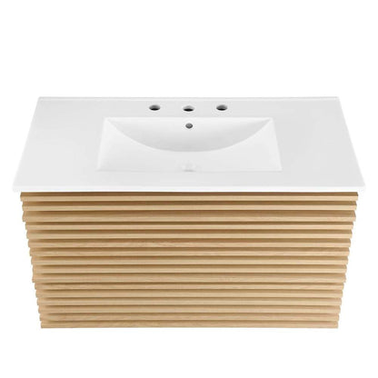Modway - Render 36in Wall-Mount Bathroom Vanity - EEI-4436-OAK-WHI veiw 6