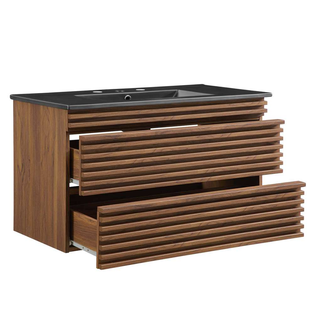 Modway - Render 36in Wall-Mount Bathroom Vanity - EEI-5395-WAL-BLK veiw 3