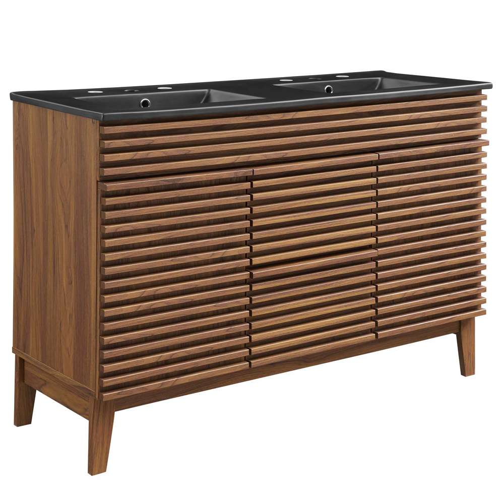 Modway - Render 48in Double Sink Bathroom Vanity in Walnut Black - EEI-5381-WAL-BLK veiw 2