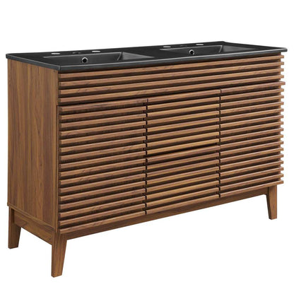 Modway - Render 48in Double Sink Bathroom Vanity in Walnut Black - EEI-5381-WAL-BLK veiw 2