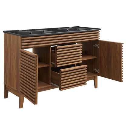 Modway - Render 48in Double Sink Bathroom Vanity in Walnut Black - EEI-5381-WAL-BLK veiw 3