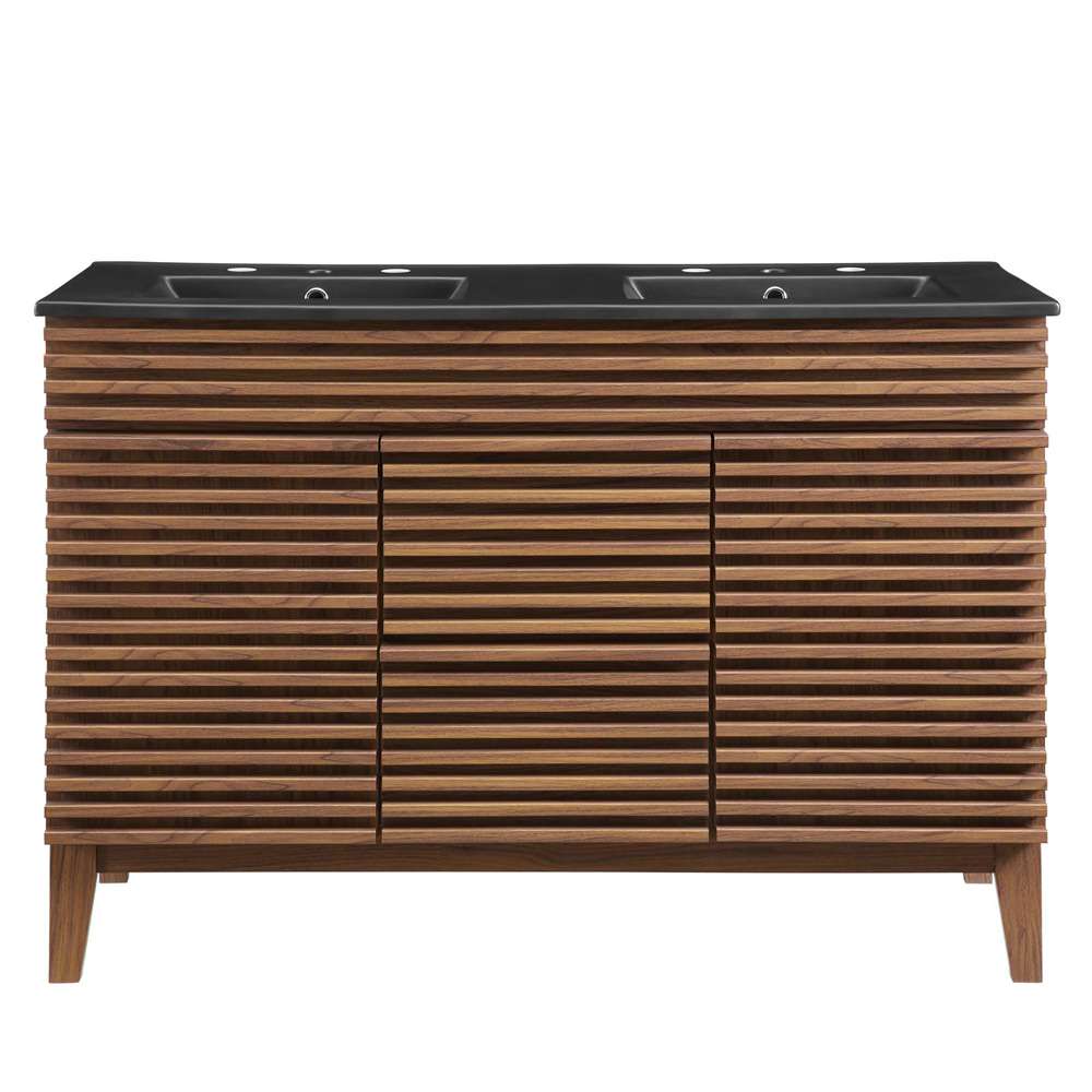 Modway - Render 48in Double Sink Bathroom Vanity in Walnut Black - EEI-5381-WAL-BLK veiw 4