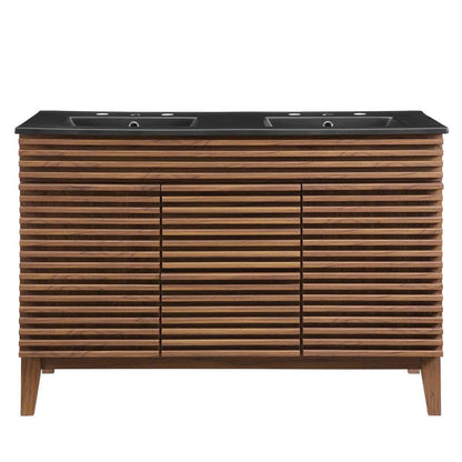 Modway - Render 48in Double Sink Bathroom Vanity in Walnut Black - EEI-5381-WAL-BLK veiw 4
