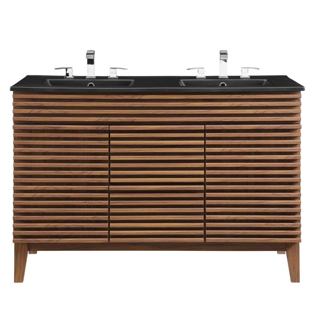 Modway - Render 48in Double Sink Bathroom Vanity in Walnut Black - EEI-5381-WAL-BLK veiw 5