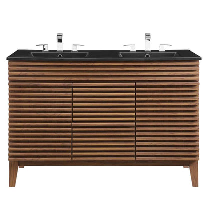 Modway - Render 48in Double Sink Bathroom Vanity in Walnut Black - EEI-5381-WAL-BLK veiw 5