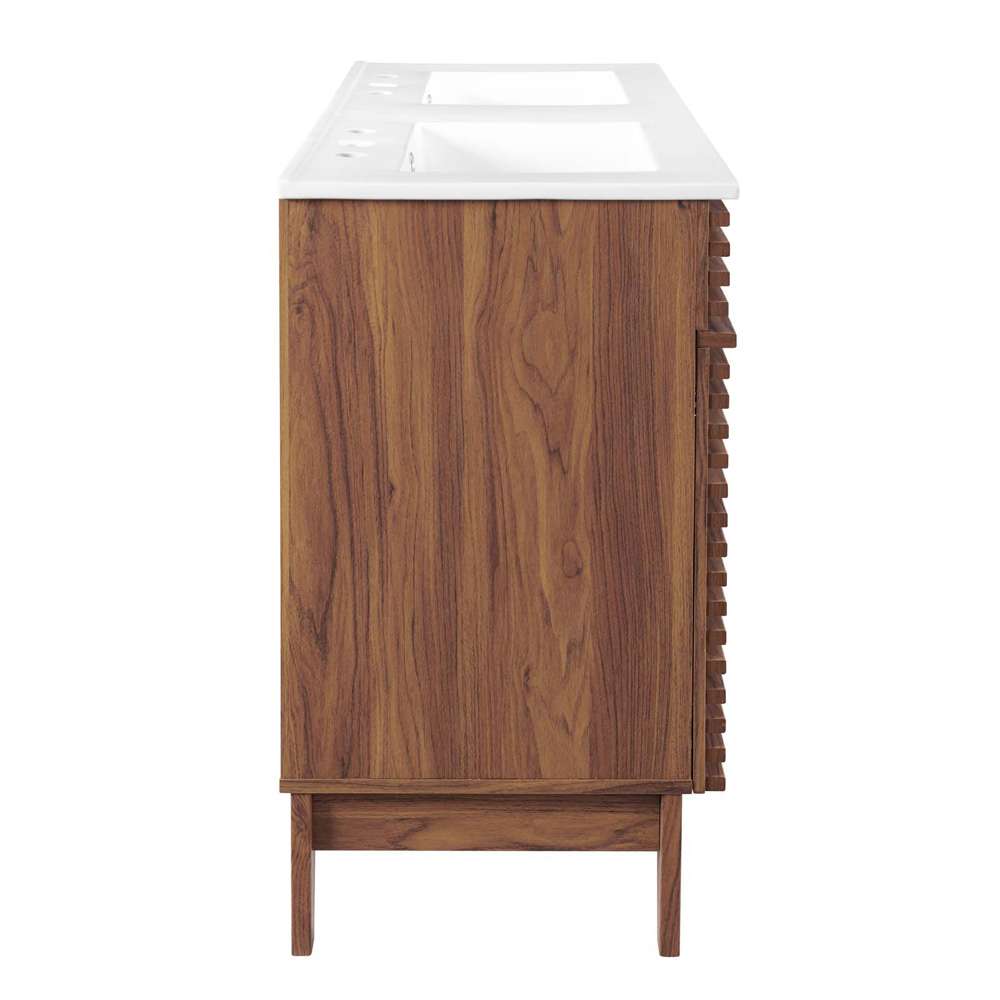 Modway - Render 48in Double Sink Bathroom Vanity in Walnut White - EEI-4441-WAL-WHI veiw 3