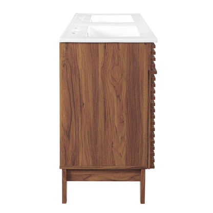 Modway - Render 48in Double Sink Bathroom Vanity in Walnut White - EEI-4441-WAL-WHI veiw 3