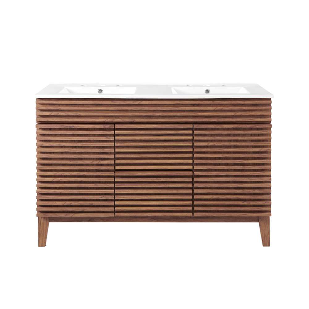 Modway - Render 48in Double Sink Bathroom Vanity in Walnut White - EEI-4441-WAL-WHI veiw 5