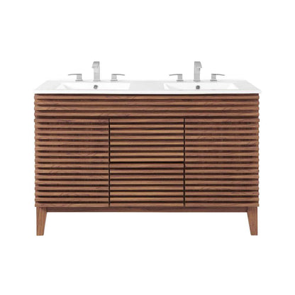Modway - Render 48in Double Sink Bathroom Vanity in Walnut White - EEI-4441-WAL-WHI veiw 6