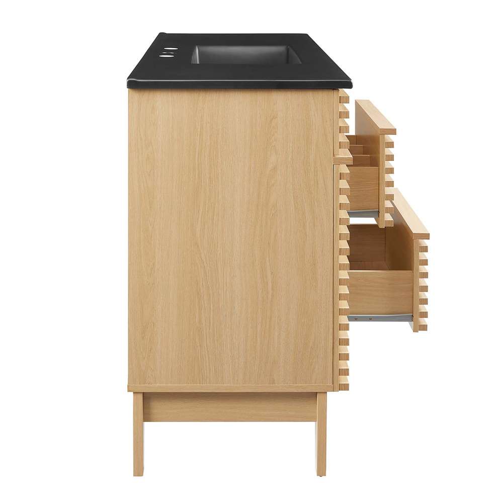 Modway - Render 48in Single Sink Bathroom Vanity - EEI-5398-OAK-BLK veiw 4
