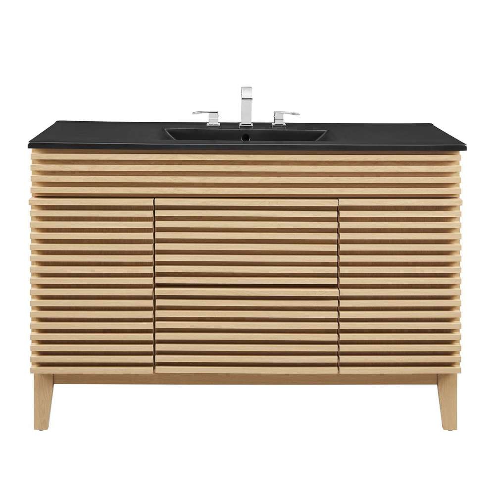 Modway - Render 48in Single Sink Bathroom Vanity - EEI-5398-OAK-BLK veiw 5