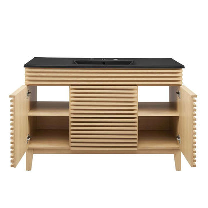 Modway - Render 48in Single Sink Bathroom Vanity - EEI-5398-OAK-BLK veiw 6