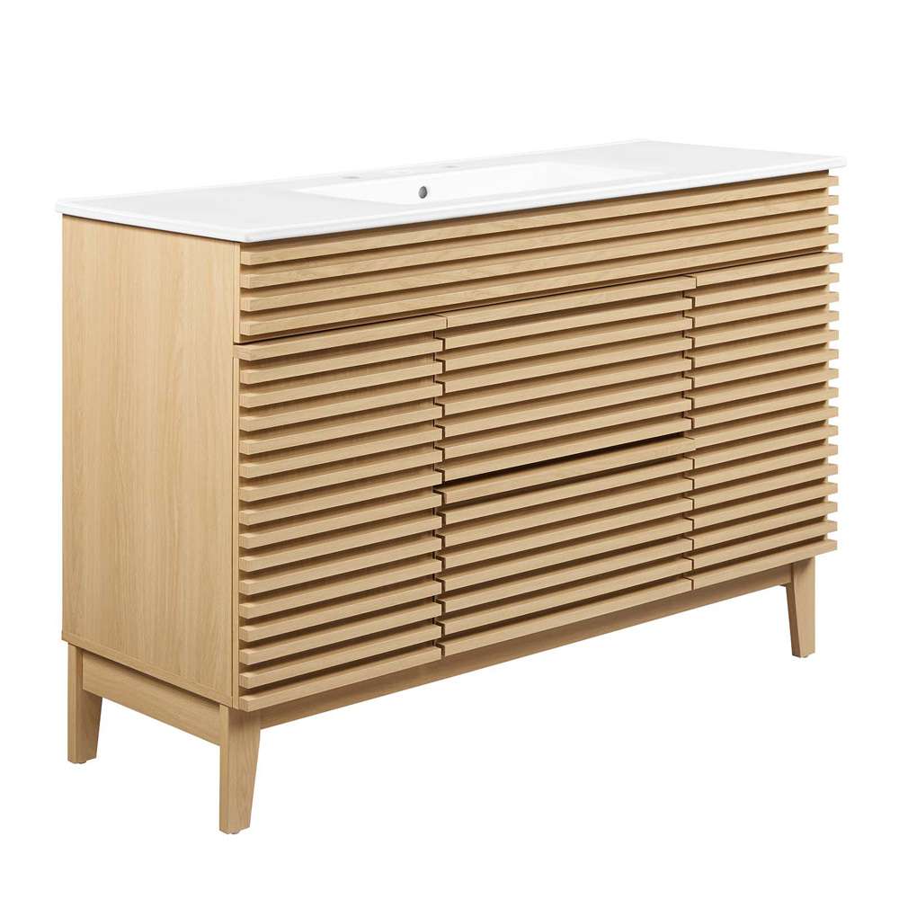 Modway - Render 48in Single Sink Bathroom Vanity - EEI-4439-OAK-WHI veiw 2