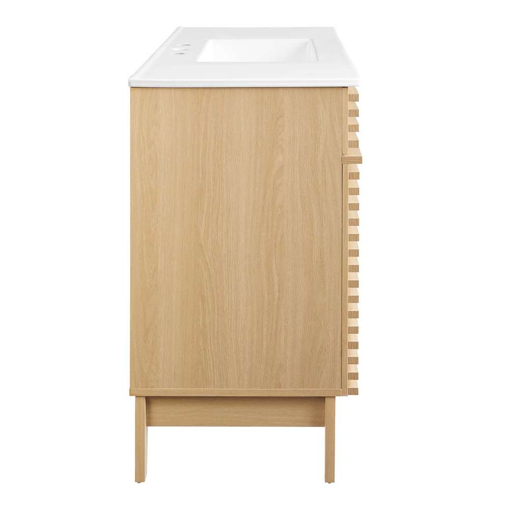Modway - Render 48in Single Sink Bathroom Vanity - EEI-4439-OAK-WHI veiw 3