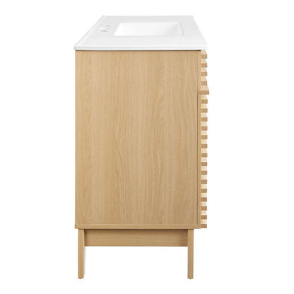 Modway - Render 48in Single Sink Bathroom Vanity - EEI-4439-OAK-WHI veiw 3