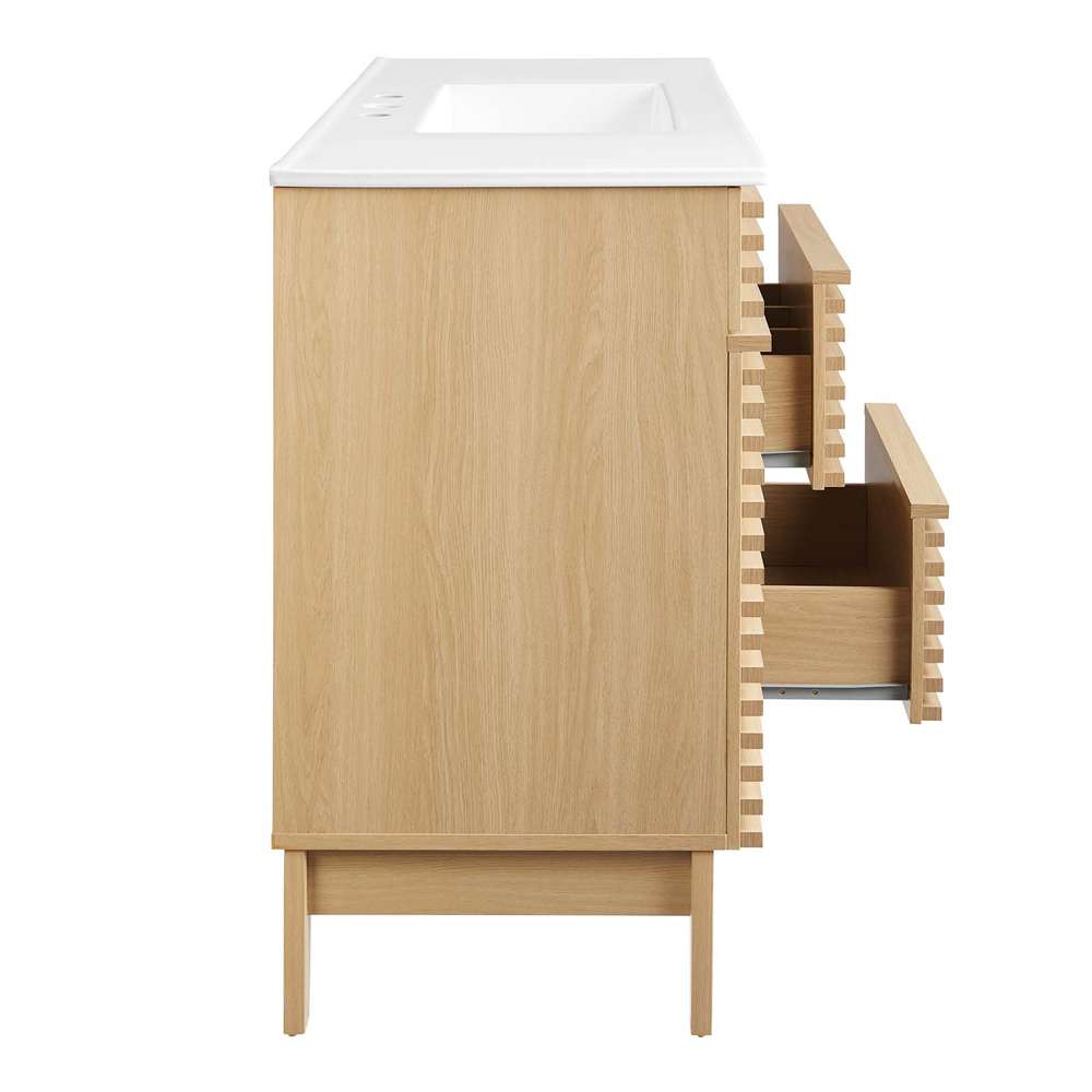 Modway - Render 48in Single Sink Bathroom Vanity - EEI-4439-OAK-WHI veiw 4