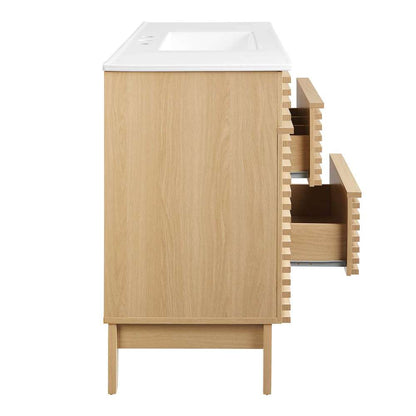 Modway - Render 48in Single Sink Bathroom Vanity - EEI-4439-OAK-WHI veiw 4