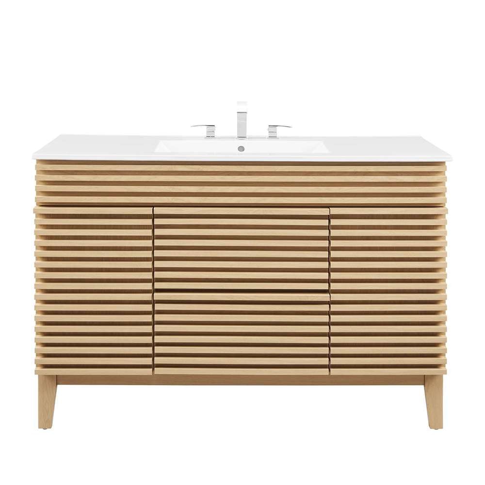 Modway - Render 48in Single Sink Bathroom Vanity - EEI-4439-OAK-WHI veiw 5