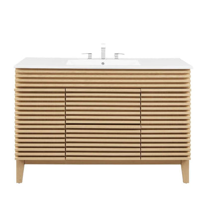 Modway - Render 48in Single Sink Bathroom Vanity - EEI-4439-OAK-WHI veiw 5