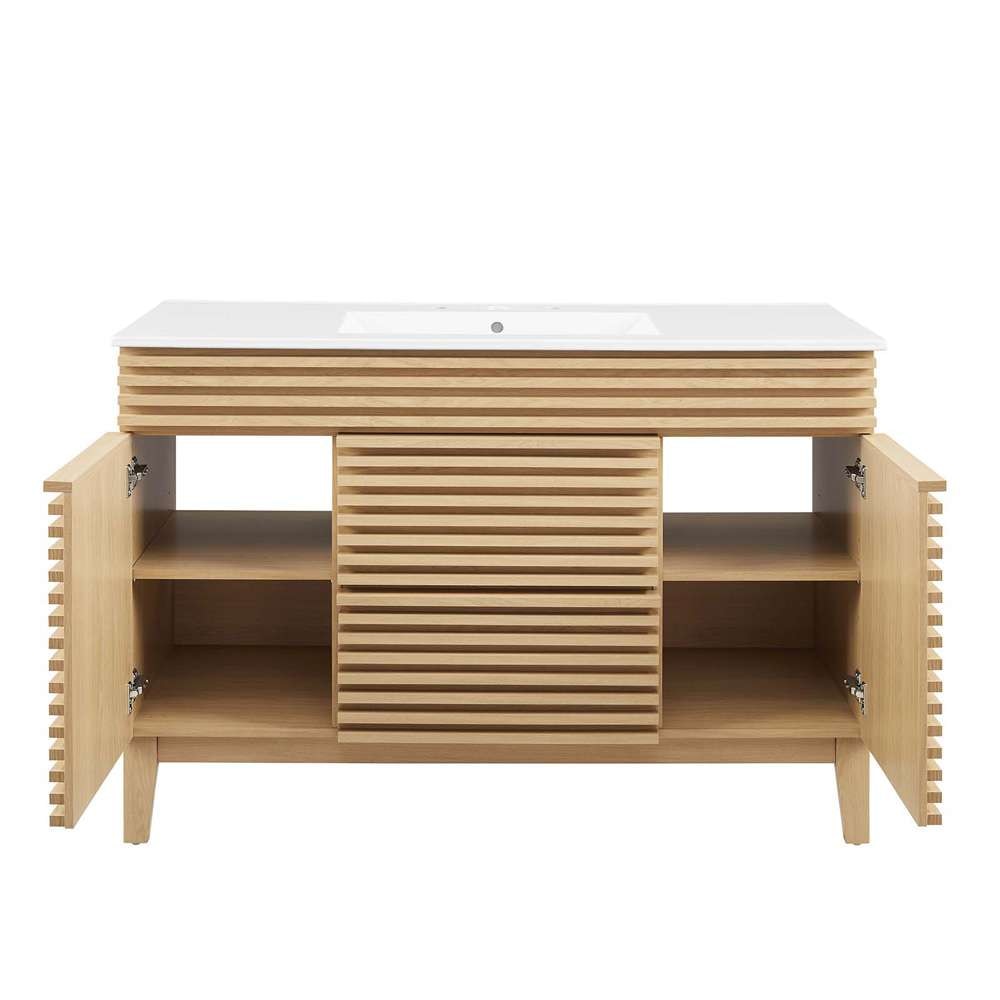 Modway - Render 48in Single Sink Bathroom Vanity - EEI-4439-OAK-WHI veiw 6