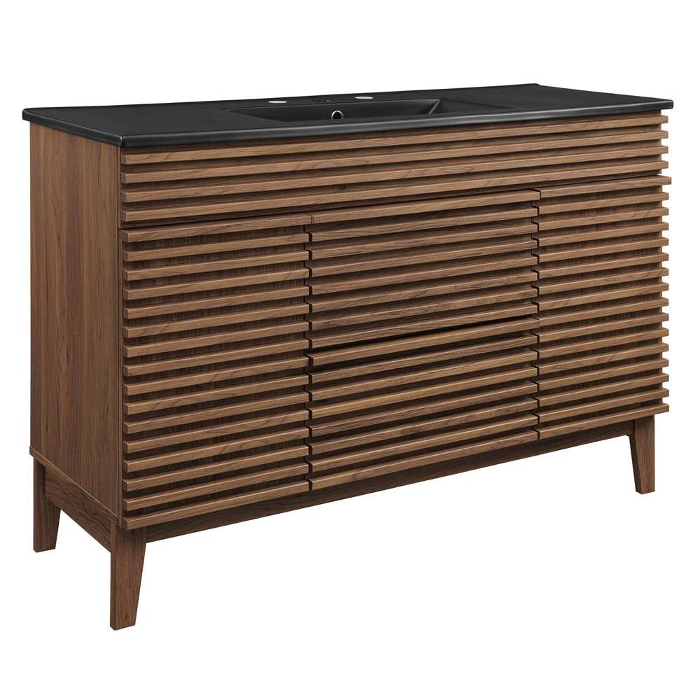 Modway - Render 48in Single Sink Bathroom Vanity - EEI-5398-WAL-BLK veiw 2