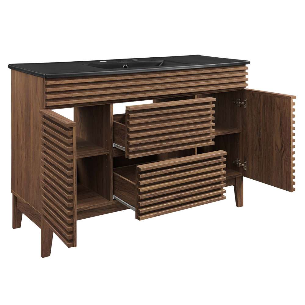 Modway - Render 48in Single Sink Bathroom Vanity - EEI-5398-WAL-BLK veiw 3