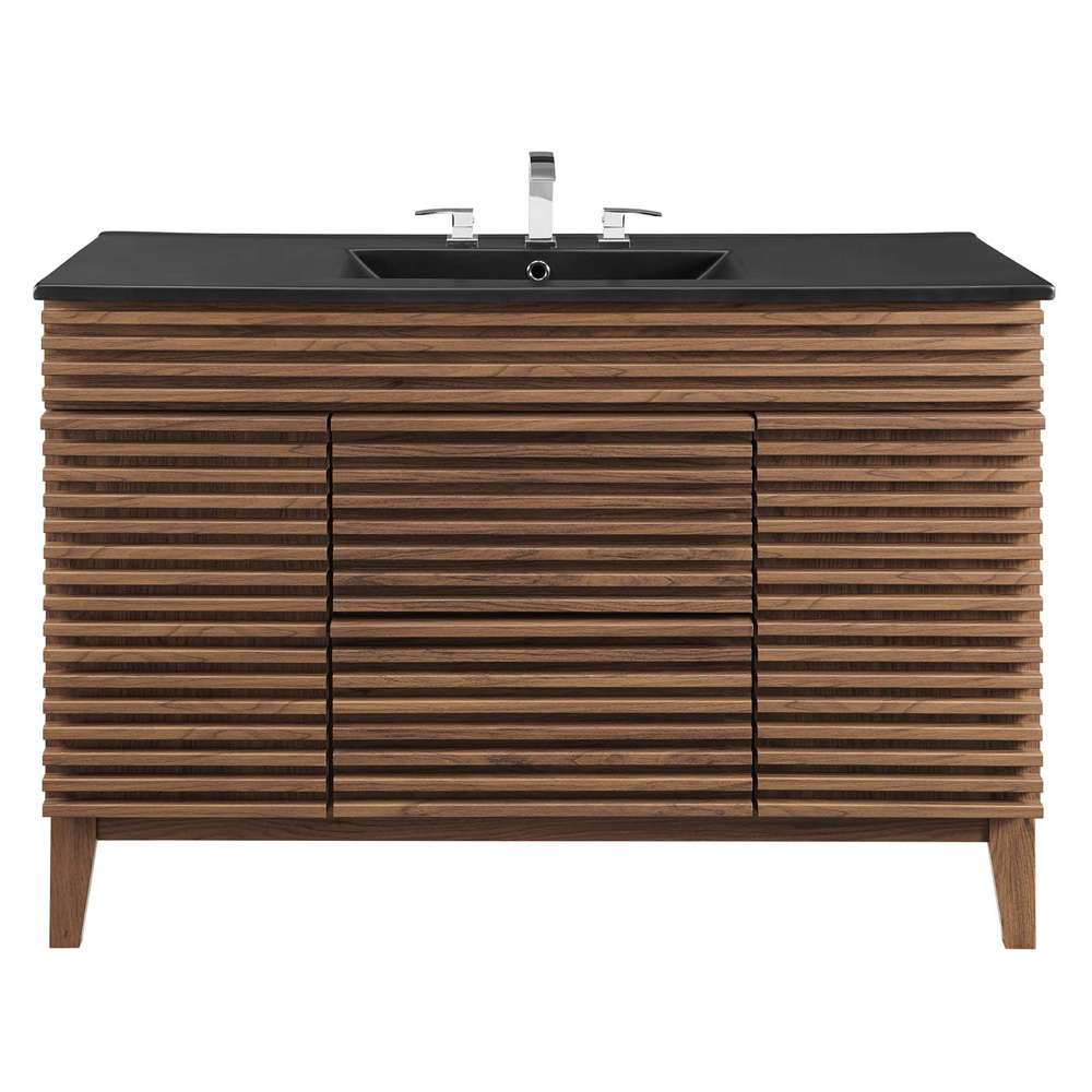 Modway - Render 48in Single Sink Bathroom Vanity - EEI-5398-WAL-BLK veiw 4