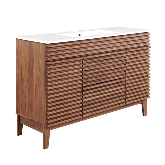 Modway - Render 48in Single Sink Bathroom Vanity - EEI-4439-WAL-WHI veiw 1