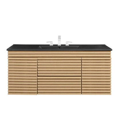 Modway - Render 48in Wall-Mount Bathroom Vanity in Oak Black - EEI-5801-OAK-BLK veiw 5