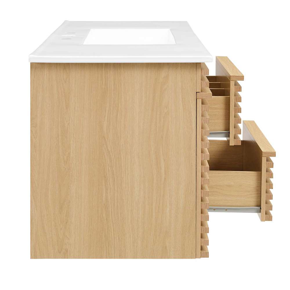 Modway - Render 48in Wall-Mount Bathroom Vanity in Oak White - EEI-5801-OAK-WHI veiw 4