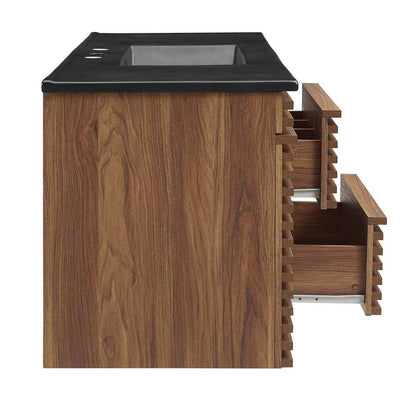 Modway - Render 48in Wall-Mount Bathroom Vanity in Walnut Black - EEI-5801-WAL-BLK veiw 4