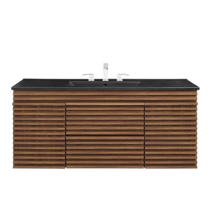 Modway - Render 48in Wall-Mount Bathroom Vanity in Walnut Black - EEI-5801-WAL-BLK veiw 5