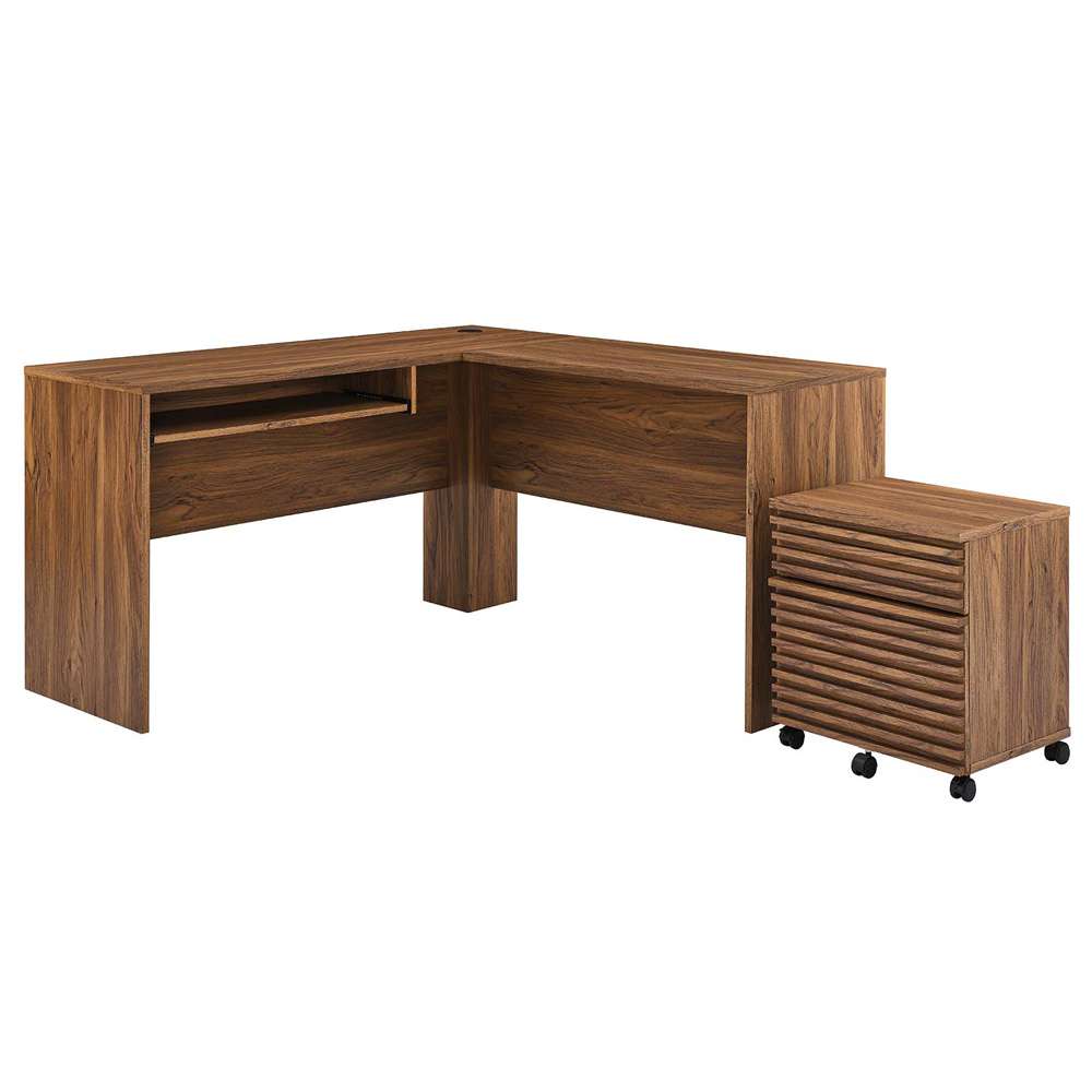 Modway - Render Wood Desk and File Cabinet Set - EEI-5821-WAL veiw 1