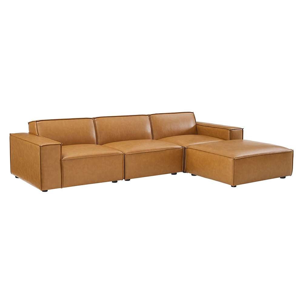 Modway - Restore 4-Piece Vegan Leather Sectional Sofa - EEI-4709-TAN veiw 1