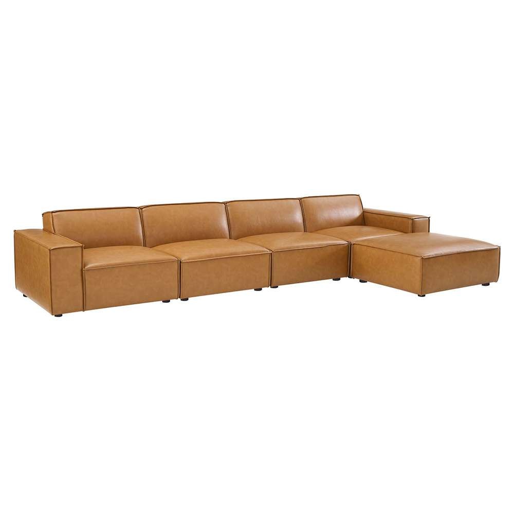 Modway - Restore 5-Piece Vegan Leather Sectional Sofa - EEI-4711-TAN veiw 2