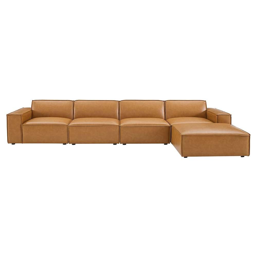 Modway - Restore 5-Piece Vegan Leather Sectional Sofa - EEI-4711-TAN veiw 3