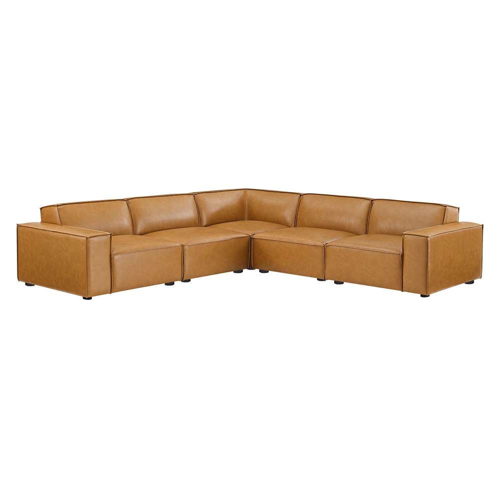 Modway - Restore 5-Piece Vegan Leather Sectional Sofa - EEI-4712-TAN veiw 2