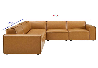 Modway - Restore 5-Piece Vegan Leather Sectional Sofa - EEI-4712-TAN veiw 3