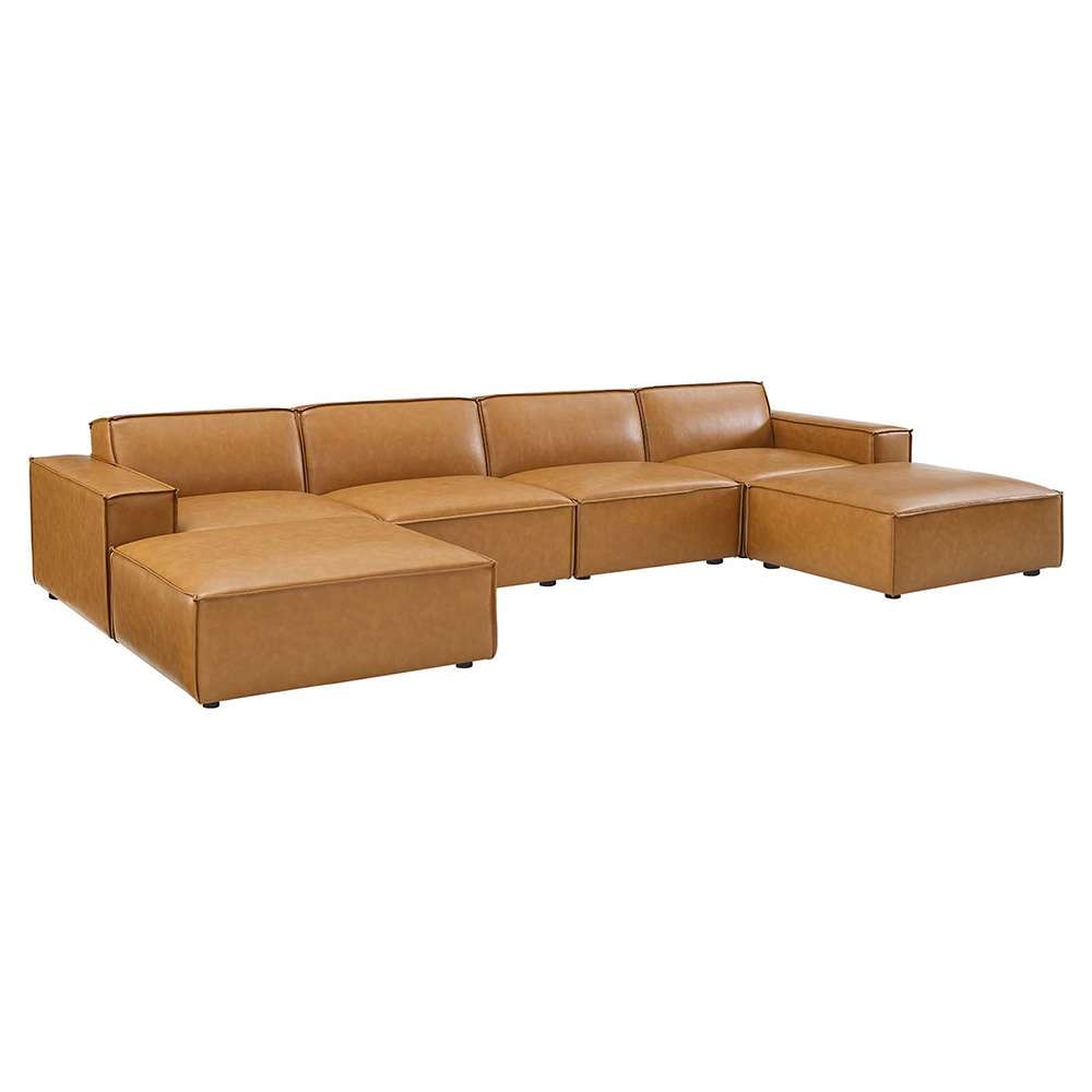 Modway - Restore 6-Piece Vegan Leather Sectional Sofa in Tan - EEI-4713-TAN veiw 1