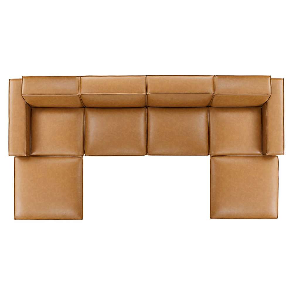 Modway - Restore 6-Piece Vegan Leather Sectional Sofa in Tan - EEI-4713-TAN veiw 3