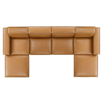 Modway - Restore 6-Piece Vegan Leather Sectional Sofa in Tan - EEI-4713-TAN veiw 3