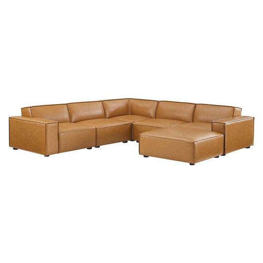 Modway - Restore 6-Piece Vegan Leather Sectional Sofa in Tan - EEI-4714-TAN veiw 1
