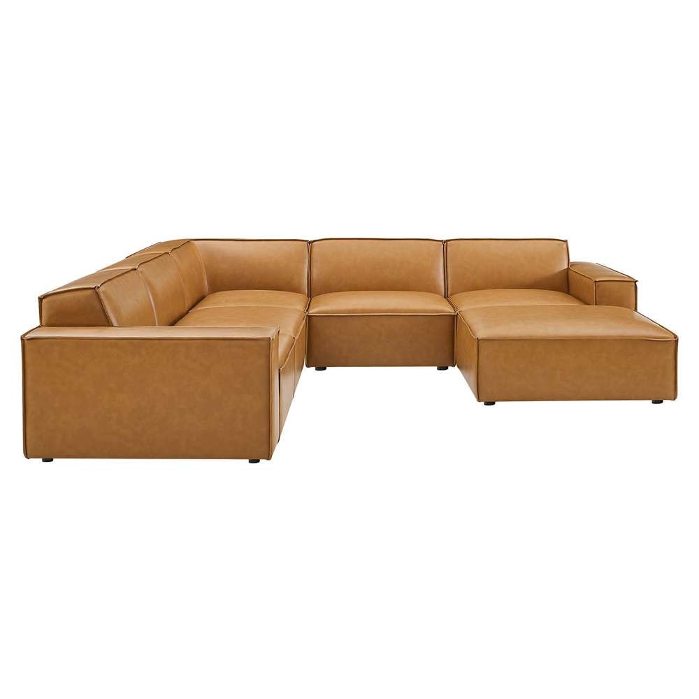 Modway - Restore 6-Piece Vegan Leather Sectional Sofa in Tan - EEI-4714-TAN veiw 3