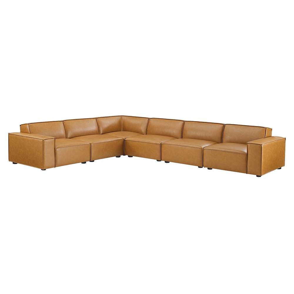 Modway - Restore 6-Piece Vegan Leather Sectional Sofa in Tan - EEI-4715-TAN veiw 1