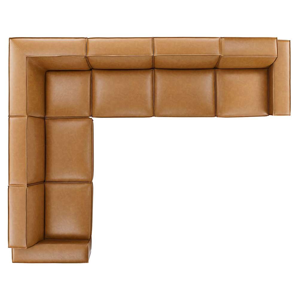 Modway - Restore 6-Piece Vegan Leather Sectional Sofa in Tan - EEI-4715-TAN veiw 3