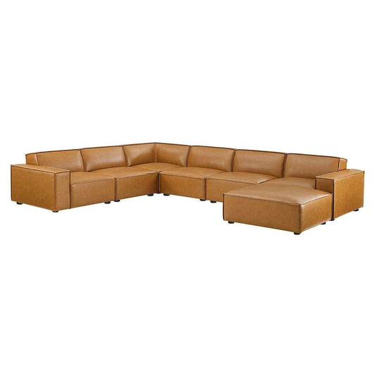 Modway - Restore 7-Piece Vegan Leather Sectional Sofa - EEI-4716-TAN veiw 1